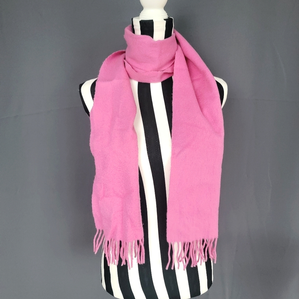 Coach Pink Cashmere Wool Fringe Scarf